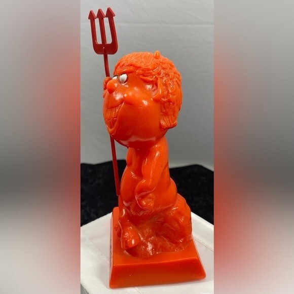 Vintage Rare R&W Berries I’m A Horn% Little Devil Hot Orange Resin Statue 1971 - Picture 4 of 8